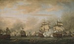 Whitcombe, Thomas - The Battle of the Saintes, 12 April 1782.  HMS Barfleur attacking the French flagship Ville de Paris 