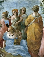 Raphael (Raffaello Sanzio da Urbino) - The Parnassus. Detail. (Fresco in Stanza della Segnatura)