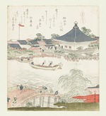 Hokusai, Katsushika - The banks of the Sumida river, Komatomeishi. Triptych from the series Umazukushi (A Series of Horses), Right part