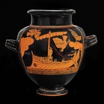 Ancient pottery, Attican Art - Ulysses and the Sirens. Attic Red-figure pottery