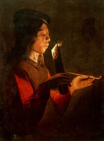 La Tour, Georges de, (Circle) - A young boy with a pipe, blowing on a firebrand (Le Souffleur à la pipe)