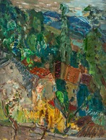 Soutine, Chaim - Townscape with Cypress Trees, South of France