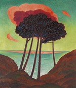 Wunderwald, Gustav - Pine trees with a red cloud