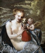 Liberi, Pietro - Venus, Cupid and little dog dressed as a child
