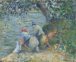 Pissarro, Camille - Washerwomen at the water's edge, Pontoise