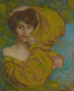 Aman-Jean, Edmond François - Young woman with yellow scarf