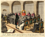 Loeschenkohl, Johann Hieronymus - Joseph Balsamo, comte de Cagliostro, before the Inquisition in Rome on April 14, 1791