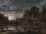 Neer, Aert, van der - A nocturnal landscape with fishermen