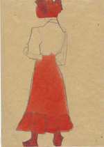 Schiele, Egon - Woman with red skirt