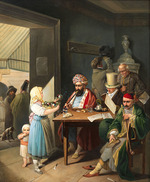 Weller, Theodor Leopold - Greeks and Turks in a Viennese coffee house