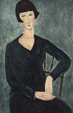 Modigliani, Amedeo - Femme assise à la robe bleue