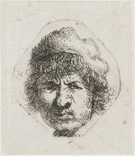 Rembrandt van Rhijn - Self-portrait scowling