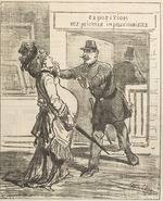 Cham (Amédée Charles de Noé) - Madame, it is not advisable to enter!. Le Charivari, April 16, 1877