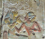 Ancient Egypt - Pharaoh Seti I (on right) with the Goddess Hathor