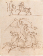 Luzi (Luzzi) da Todi, Luzio - Neptune riding his chariot; the infant-god Zeus riding the Goat Amalthea