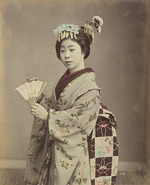 Kimbei, Kusakabe - Young Woman with Fan
