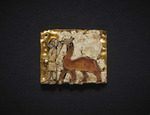 Central Asian Art - Votive plaque in cloisonné with man leading a camel. From the Oxus Temple, Takht-i Sangin