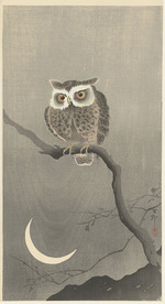 Ohara, Koson - Long-eared owl on bare tree branch