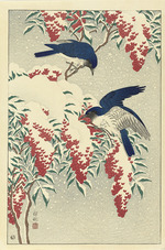 Ohara, Koson - Flycatchers on the sacred bamboo
