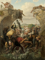 Brusewitz, Gustaf - The Bridge at Nya Lödöse Collapsing into the River Säveån in 1543