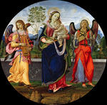 Raffaellino del Garbo - Madonna and Child with two angels playing music
