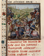 Anonymous - Amazons in battle. From Histoire ancienne jusqu'à César by Wauchier de Denain