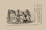 Sanua (Sanu, Sannu), James (Yaqub, Jacques), (Abou Naddara) - The Frenchman says to Riaz, The cow is meagre, you and the British have not left any milk in it. Cartoon from Abou Naddara