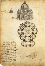 Leonardo da Vinci - Codex Ashburnham: Studies for a building on a centralized plan