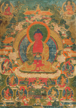 Tibetan culture - A thangka of Amitabha in the Pureland of Sukhavati