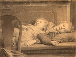 Anker, Albert - Two sleeping girls on the stove bench 