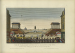 Courvoisier-Voisin, Henri - Vue du passage du cortège de Sa Majesté Louis XVIII, devant la statue de Henry IV le 3 mai 1814 jour de son arrivée dans Paris