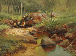 Shishkin, Ivan Ivanovich - Spring landscape by a bending brook