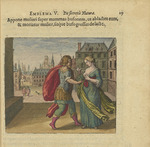 Merian, Matthäus, the Elder - Emblem 5. Put a toad to the woman's breast, that she may suckle him 'till she die, and he become gross with her milk. From Atal