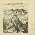 Merian, Matthäus, the Elder - Emblem 12. The stone which Saturn vomited up, being devoured instead of his son Jupiter, is placed on the Helicon as a monument 
