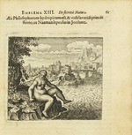 Merian, Matthäus, the Elder - Emblem 13. Ore of the Philosophers is dropsical, and needs to be washed seven times in the river, as Naaman the leper was in Jor