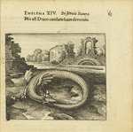 Merian, Matthäus, the Elder - Emblem 14. This is the Dragon that devours his own tail. From Atalanta fugiens by Michael Maier