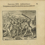 Merian, Matthäus, the Elder - Emblem 19. If you Kill one of the four, suddenly all will be dead. From Atalanta fugiens by Michael Maier