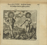 Merian, Matthäus, the Elder - Emblem 30. The Sun needs the moon as the cock needs the hen. From Atalanta fugiens by Michael Maier