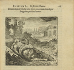 Merian, Matthäus, the Elder - Emblem 50. The dragon kills the woman, and she him, and together they are soaked in blood. From Atalanta fugiens by Michael Ma