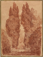 Fragonard, Jean Honoré - The Great Cypresses of the Villa d'Este (Les Grands Cyprès de la villa d'Este)