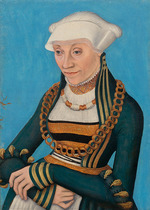 Cranach, Hans - Portrait of a woman in a decorative dress with a hood