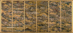 Matabe (Matabei), Iwasa - Scenes in and around Kyoto, One of a pair of six-section folding screens