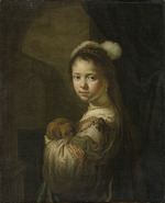 Flinck, Govaert - A Little Girl with a Puppy in Her Arms