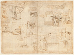 Leonardo da Vinci - Codex Atlanticus, folio 26 recto: Hydraulic pumps