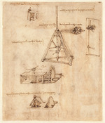 Leonardo da Vinci - Codex Atlanticus, folio 34 recto: mechanical devices 
