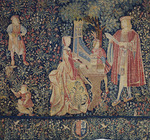 Anonymous master - The Lady at the Organ. Tapestry