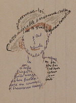 Apollinaire, Guillaume - Calligram: Reconnais-toi, poem to Louise de Coligny-Chatillon, February 9, 1915