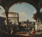 Bellotto, Bernardo - Roman Capriccio With Triumphal Arch