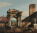 Bellotto, Bernardo - Roman Capriccio with City Gate and Tower