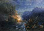 Aivazovsky, Ivan Konstantinovich - The Burning of the Ottoman flagship off Chios by Konstantinos Kanaris 